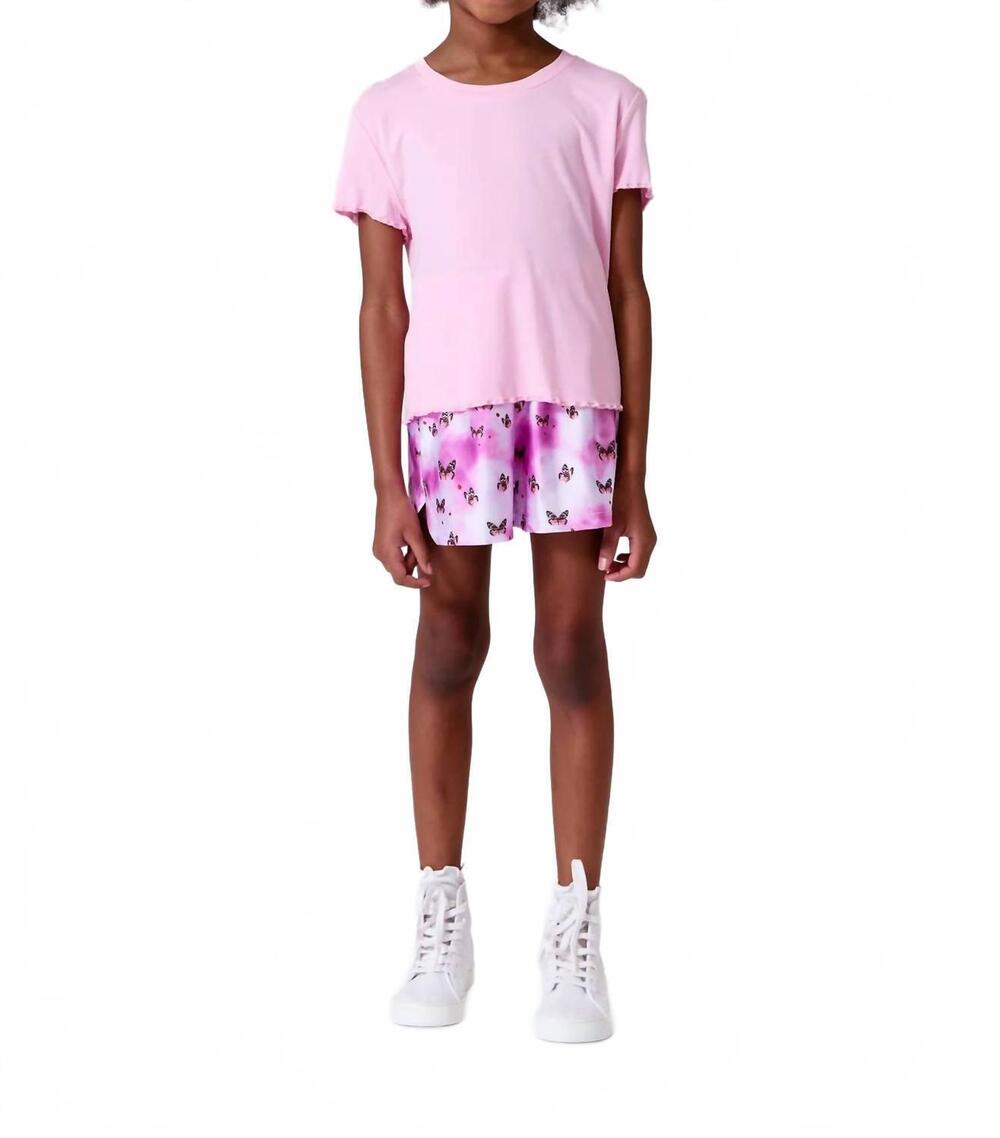 NEW TEREZ girls lettuce edge tee in pink